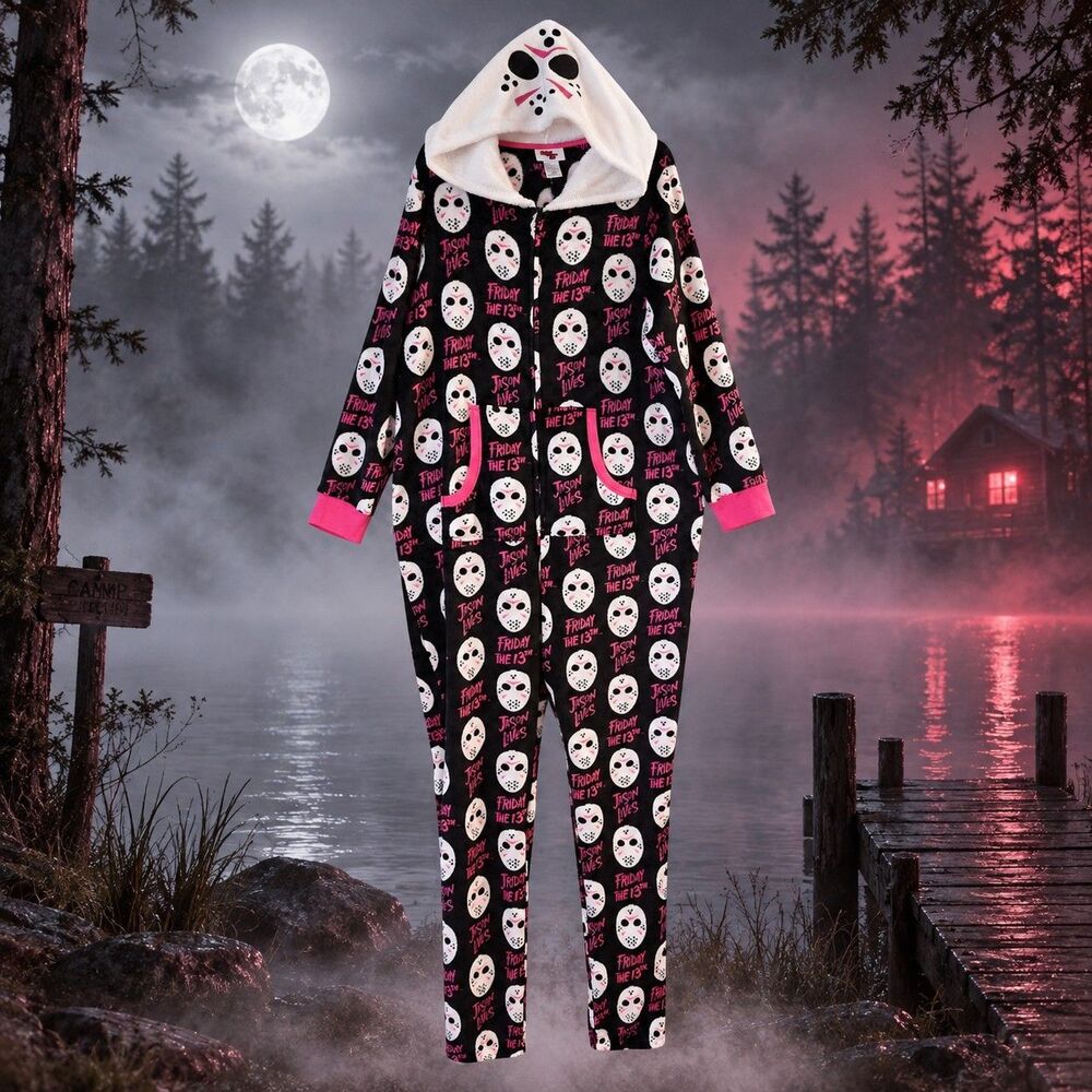 Friday the 13th Jason Womens 1X XL XXL 18W 20W Hooded Suit Pajamas Halloween